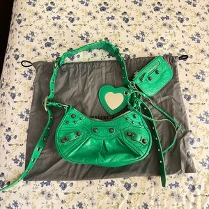 Balenciaga Green XS ‘Le Cagole’ Shoulder Bag with Pouch